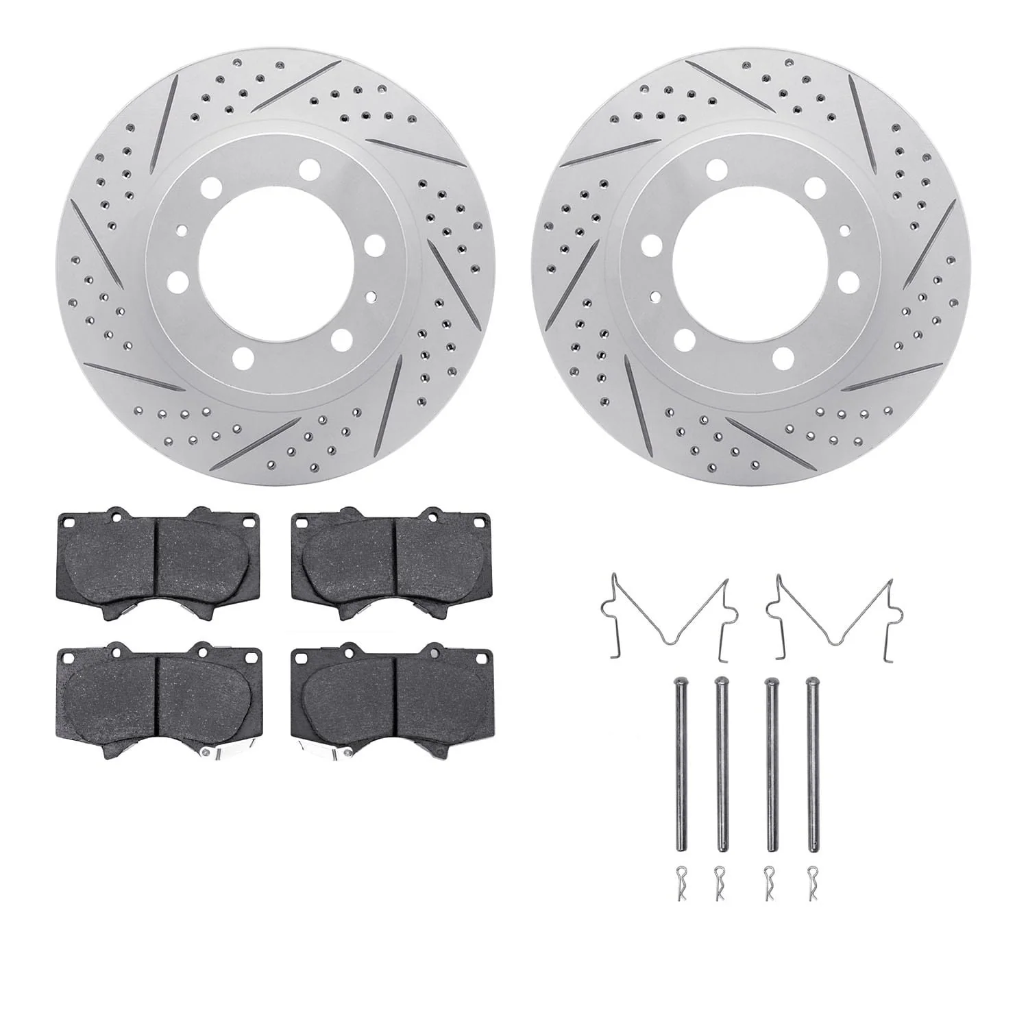 R1 Concepts 03-23 Toyota FJ Cruiser Front Drill/Slot Carbon Coated Rotor Set w/Super Duty Pads