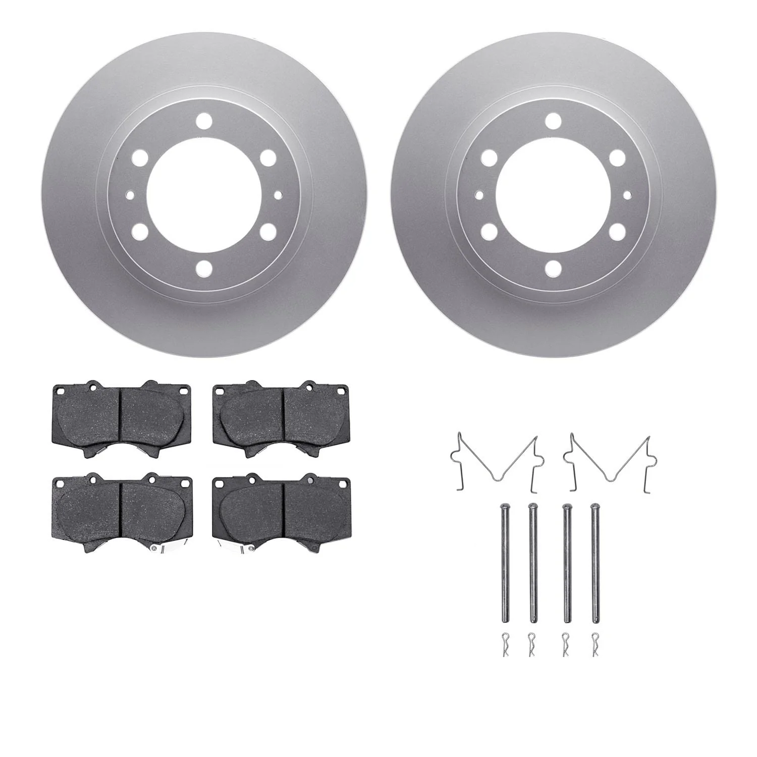 R1 Concepts 03-23 Toyota Hilux Front Carbon Coated Brake Rotor Set w/Off-Road/Tow Brake Pads and Hardware