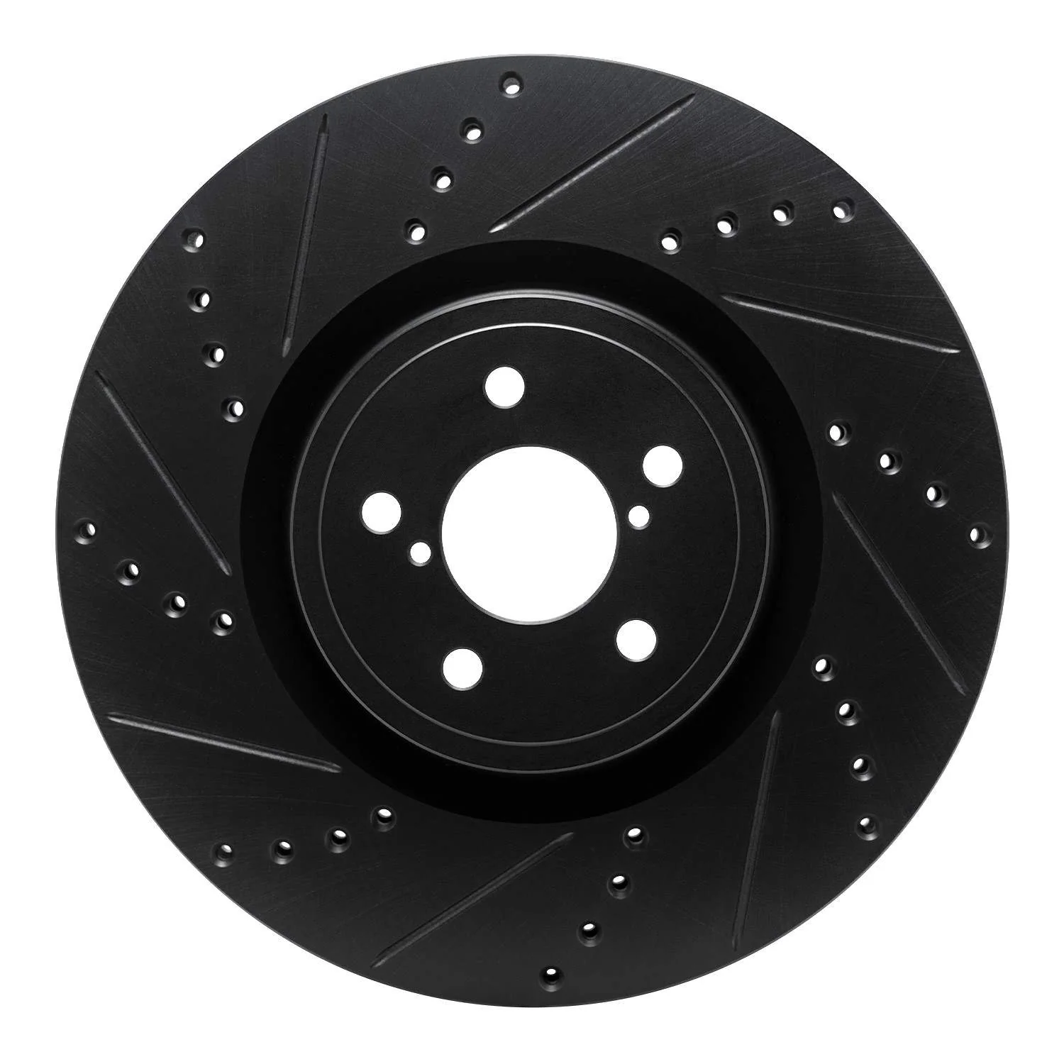 R1 Concepts 03-25 Subaru Impreza Front Left Drilled & Slotted Black Brake Rotor