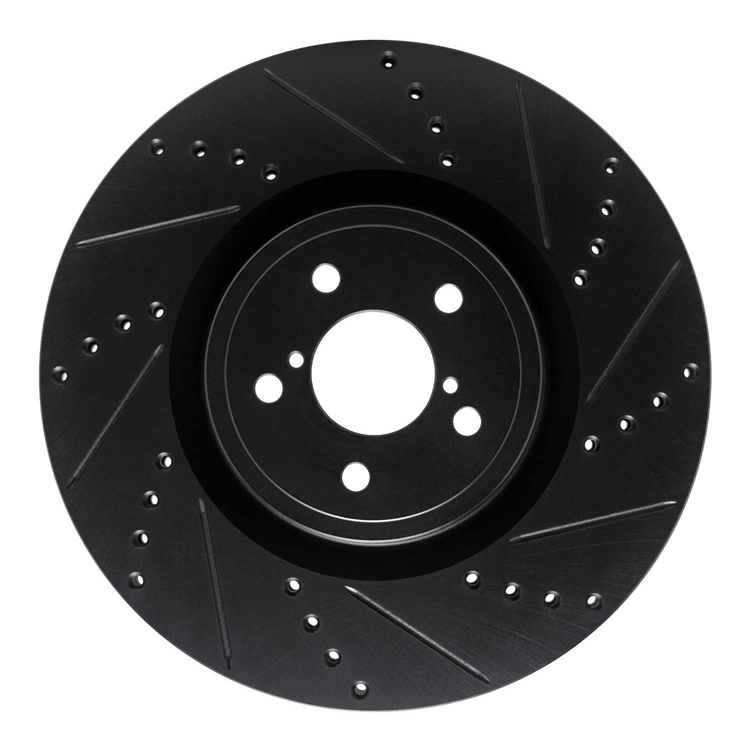 R1 Concepts 03-25 Subaru Impreza Front Right Drilled & Slotted Black Brake Rotor