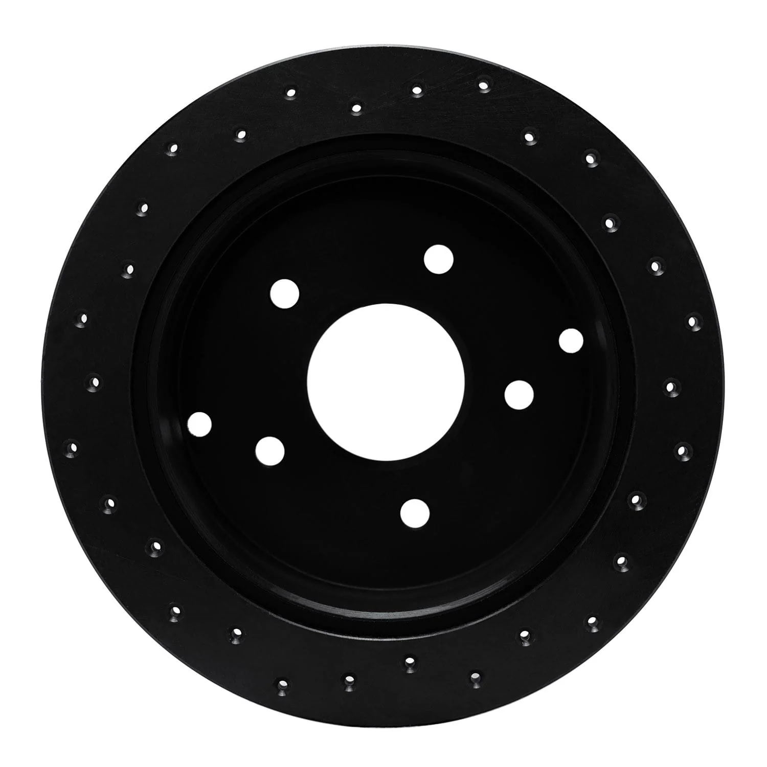 R1 Concepts 04-04 Pontiac GTO Rear Left Drilled Black Brake Rotor - Image 2
