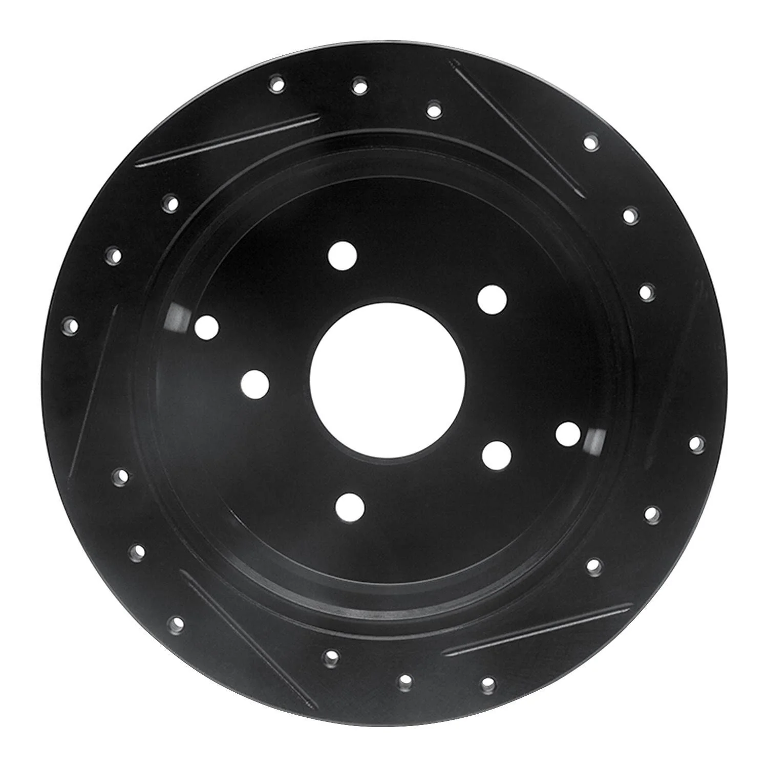 R1 Concepts 04-04 Pontiac GTO Rear Left Drilled & Slotted Black Brake Rotor - Image 2