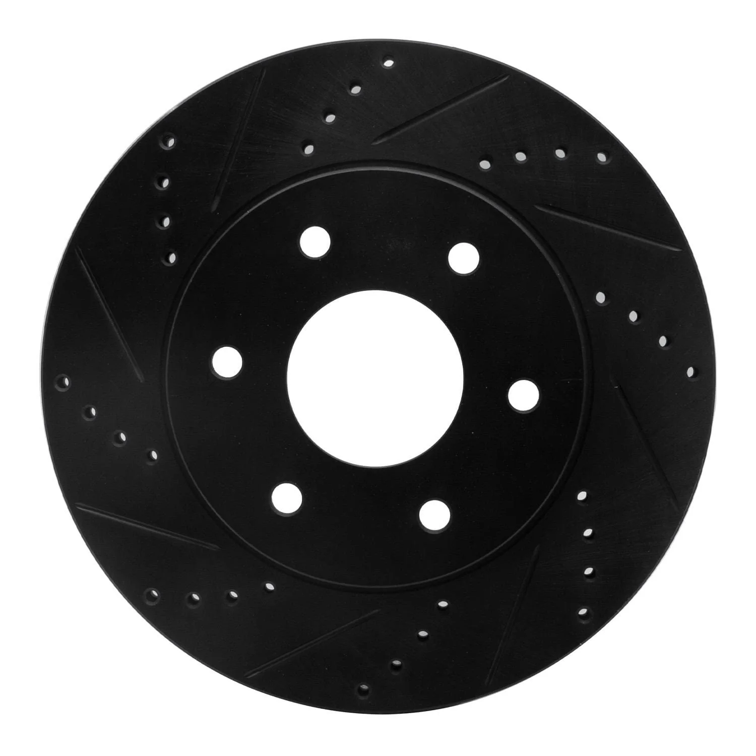R1 Concepts 04-05 Infiniti QX56 Front Left Drilled & Slotted Black Brake Rotor
