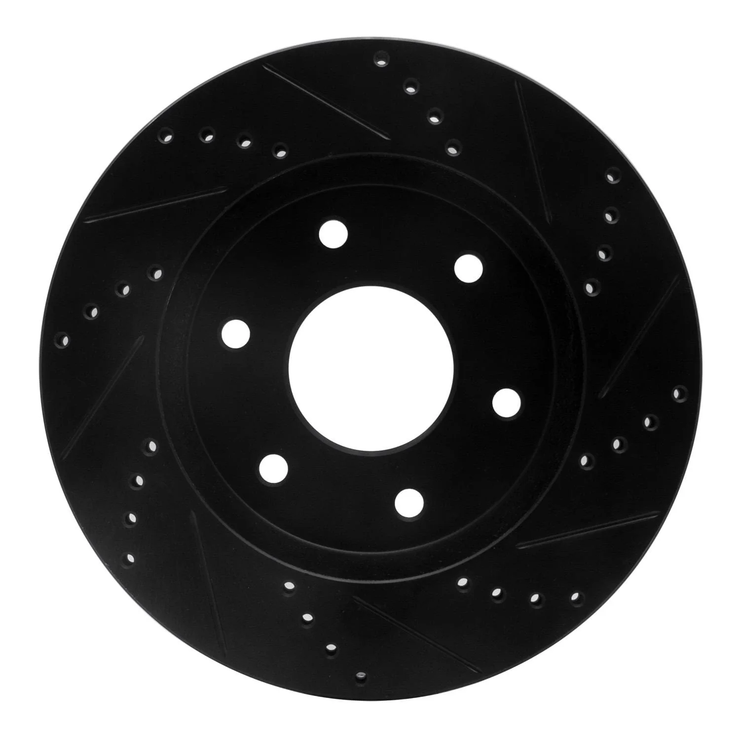 R1 Concepts 04-05 Infiniti QX56 Front Left Drilled & Slotted Black Brake Rotor - Image 2
