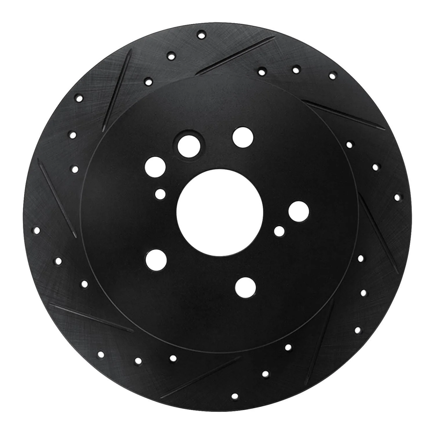 R1 Concepts 04-05 Toyota RAV4 Rear Left Drilled & Slotted Black Brake Rotor