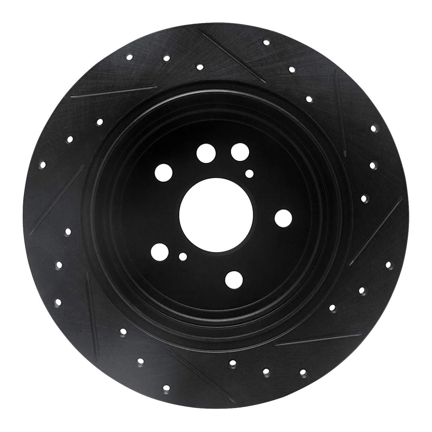 R1 Concepts 04-05 Toyota RAV4 Rear Left Drilled & Slotted Black Brake Rotor - Image 2