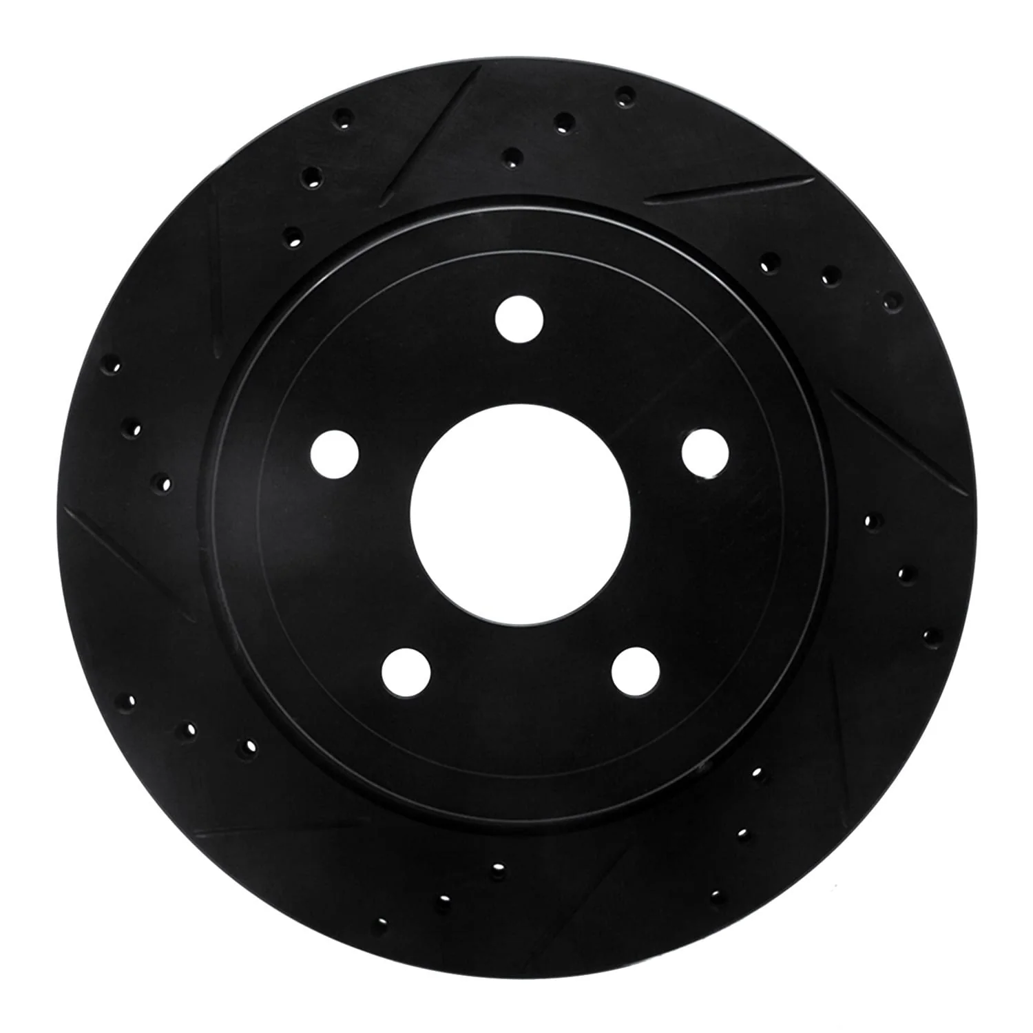 R1 Concepts 04-06 Dodge Ram 1500 Pickup Rear Left Drilled & Slotted Black Brake Rotor