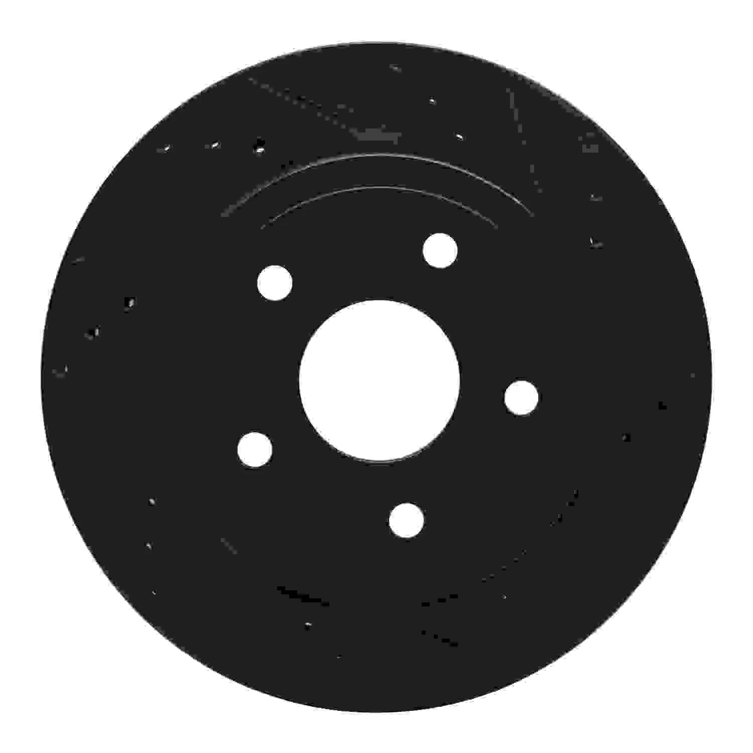 R1 Concepts 04-06 Dodge Ram 1500 Pickup Rear Right Drilled & Slotted Black Brake Rotor