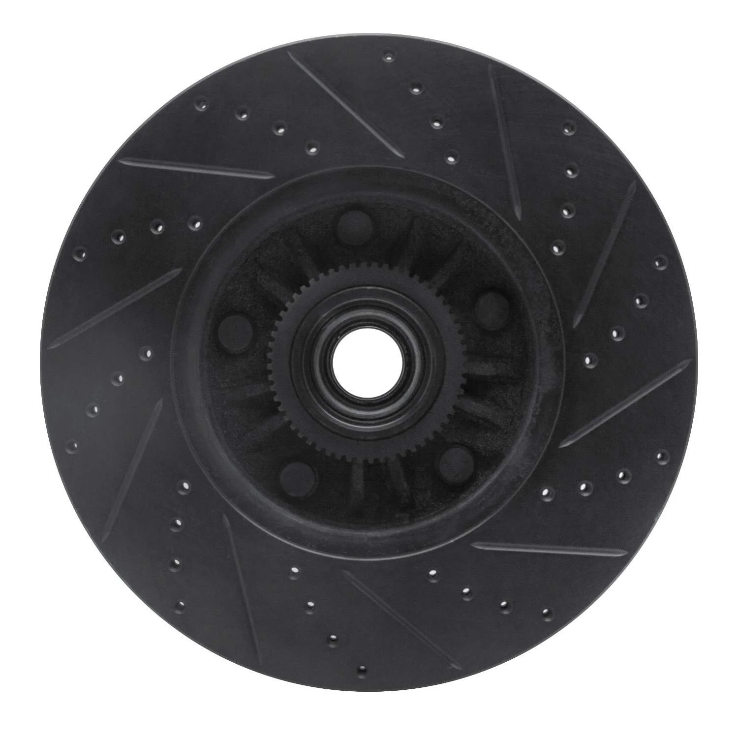 R1 Concepts 04-06 Ford E-150 Club Wagon Front Left Drilled & Slotted Black Brake Rotor - Image 2