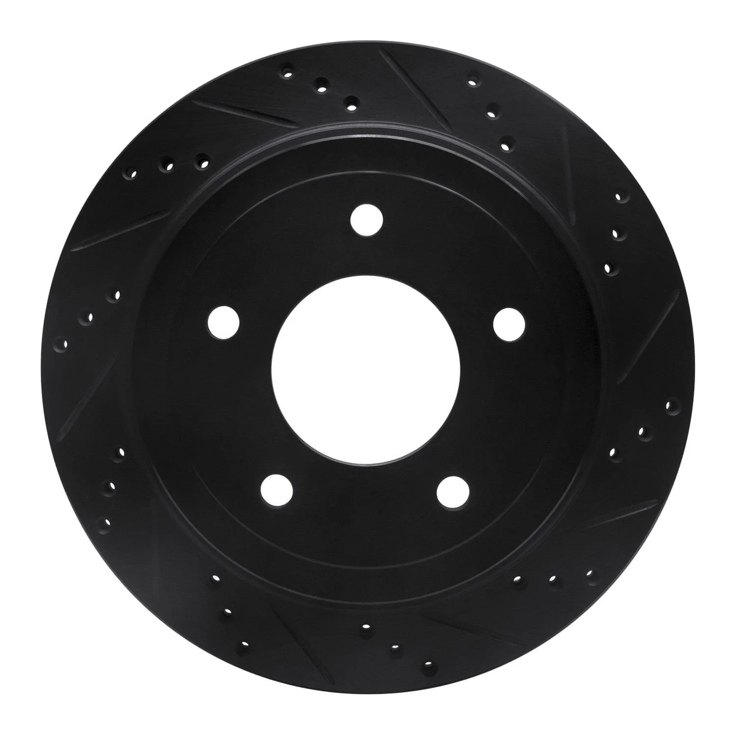 R1 Concepts 04-06 Ford E-150 Club Wagon Rear Right Drilled & Slotted Black Brake Rotor