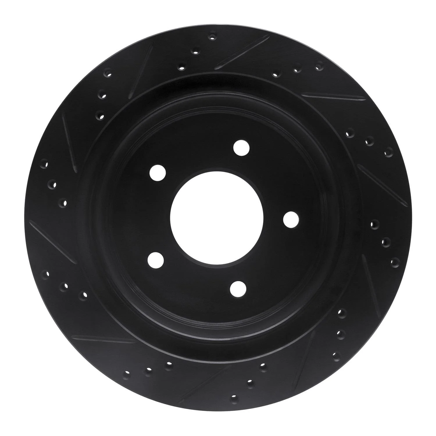 R1 Concepts 04-06 Ford E-150 Club Wagon Rear Right Drilled & Slotted Black Brake Rotor - Image 2