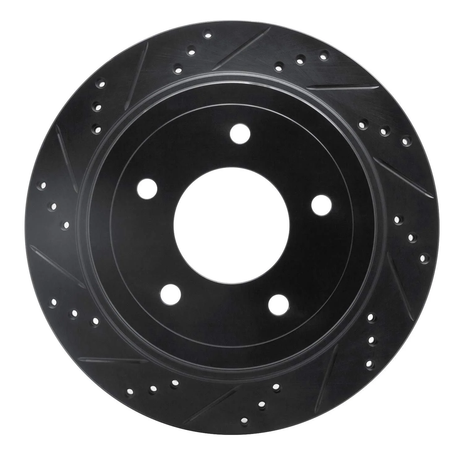 R1 Concepts 04-06 Ford Econoline Rear Left Drilled & Slotted Black Brake Rotor