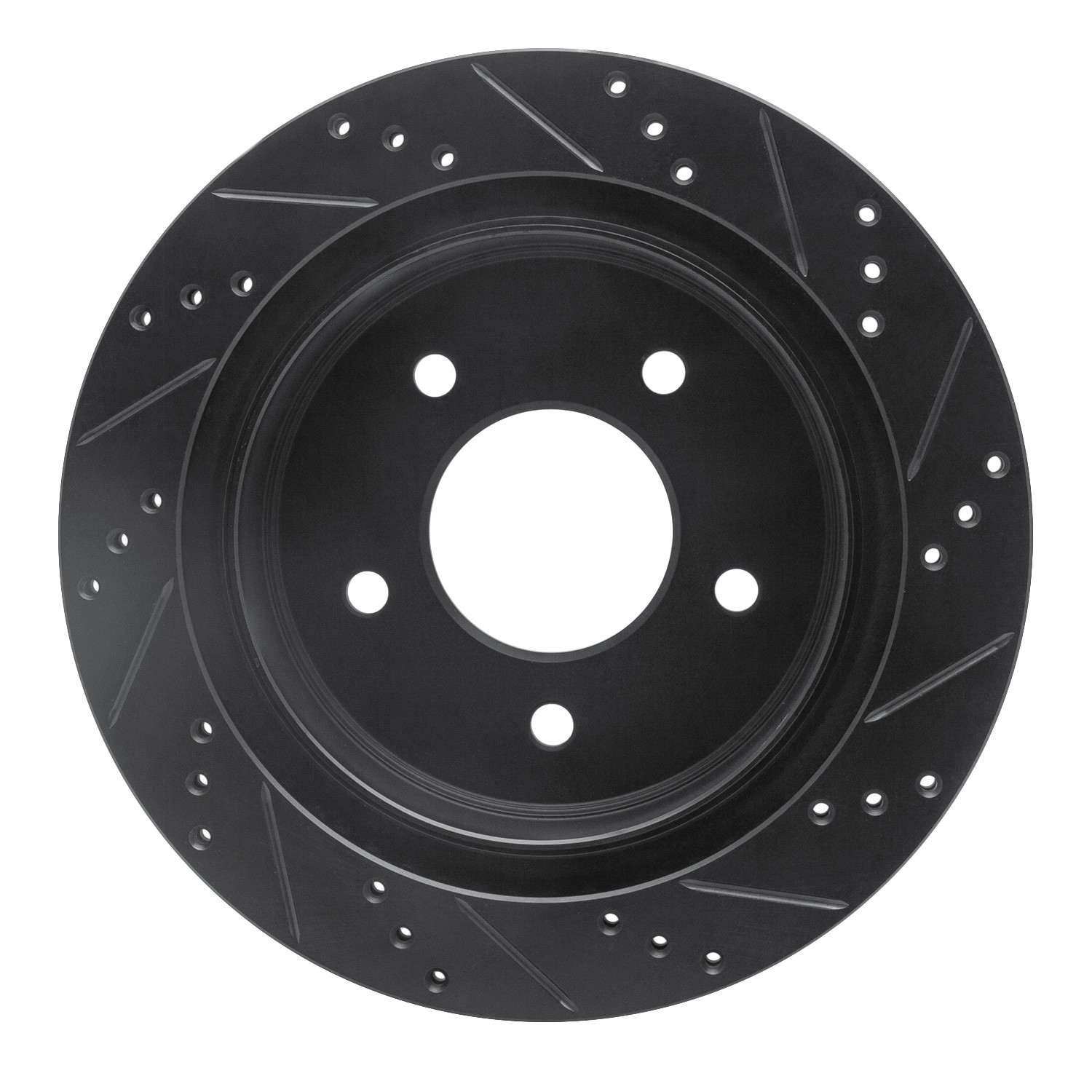 R1 Concepts 04-06 Ford Econoline Rear Left Drilled & Slotted Black Brake Rotor - Image 2