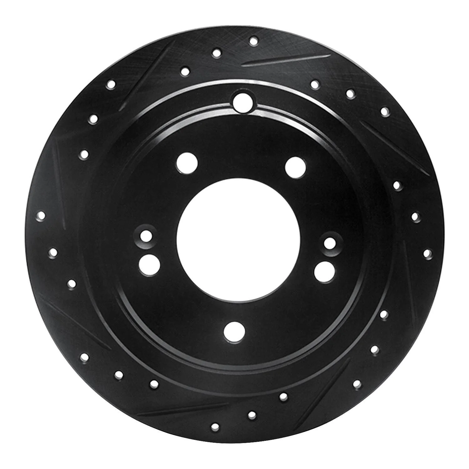 R1 Concepts 04-06 Kia AMANTI Rear Left Drilled & Slotted Black Brake Rotor