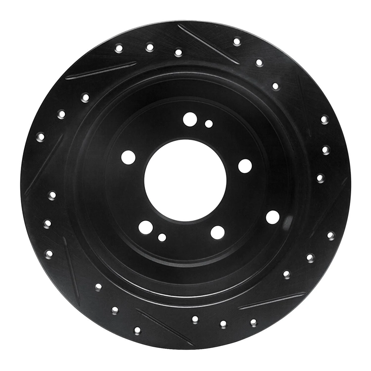 R1 Concepts 04-06 Kia AMANTI Rear Left Drilled & Slotted Black Brake Rotor - Image 2