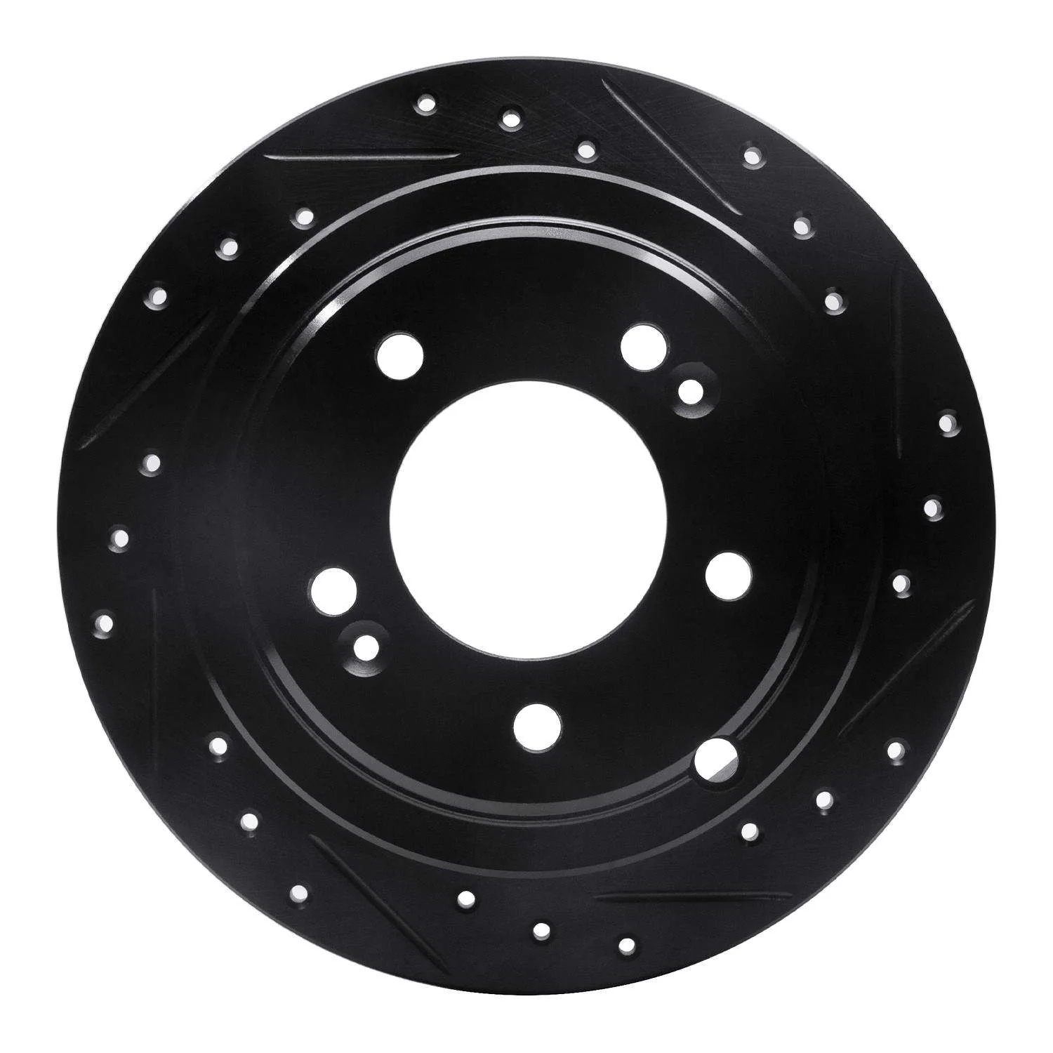 R1 Concepts 04-06 Kia AMANTI Rear Right Drilled & Slotted Black Brake Rotor