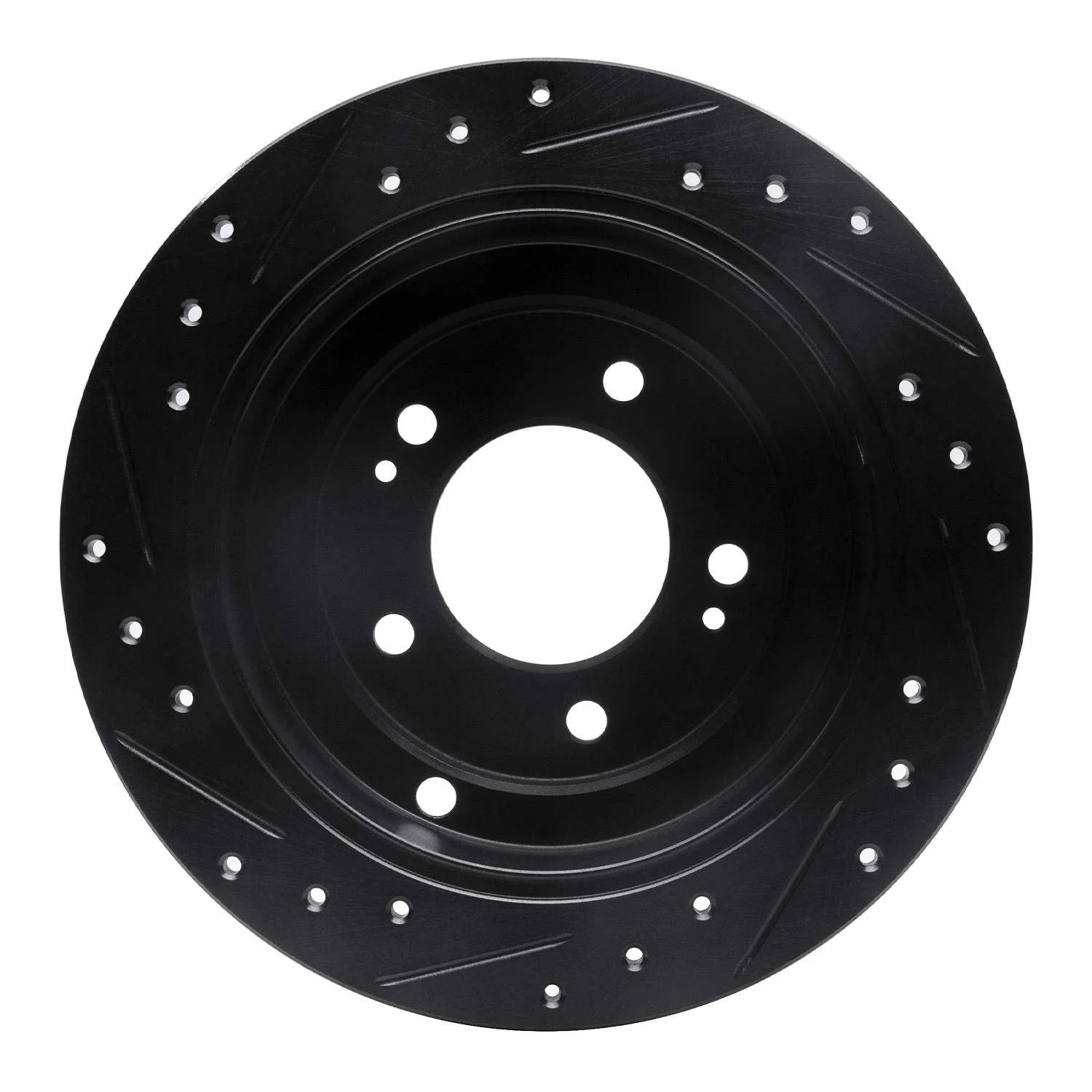R1 Concepts 04-06 Kia AMANTI Rear Right Drilled & Slotted Black Brake Rotor - Image 2