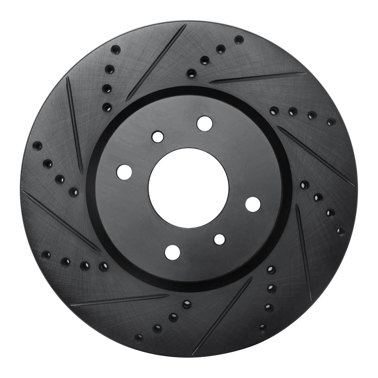 R1 Concepts 04-06 Nissan Sentra Front Left Drilled & Slotted Black Brake Rotor
