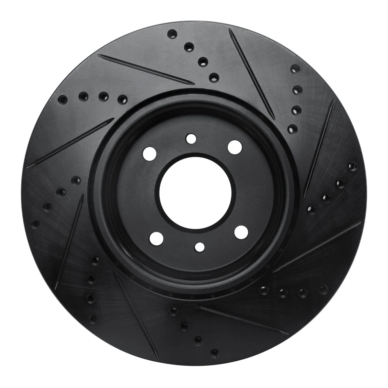 R1 Concepts 04-06 Nissan Sentra Front Left Drilled & Slotted Black Brake Rotor - Image 2
