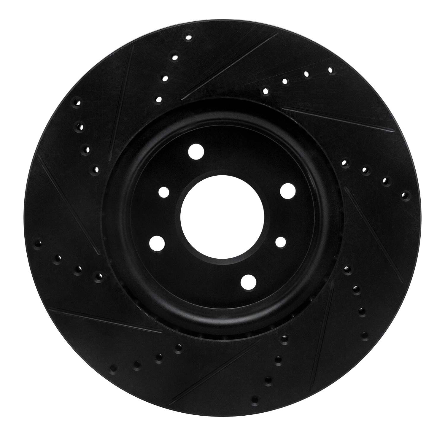 R1 Concepts 04-06 Nissan Sentra Front Right Drilled & Slotted Black Brake Rotor - Image 2