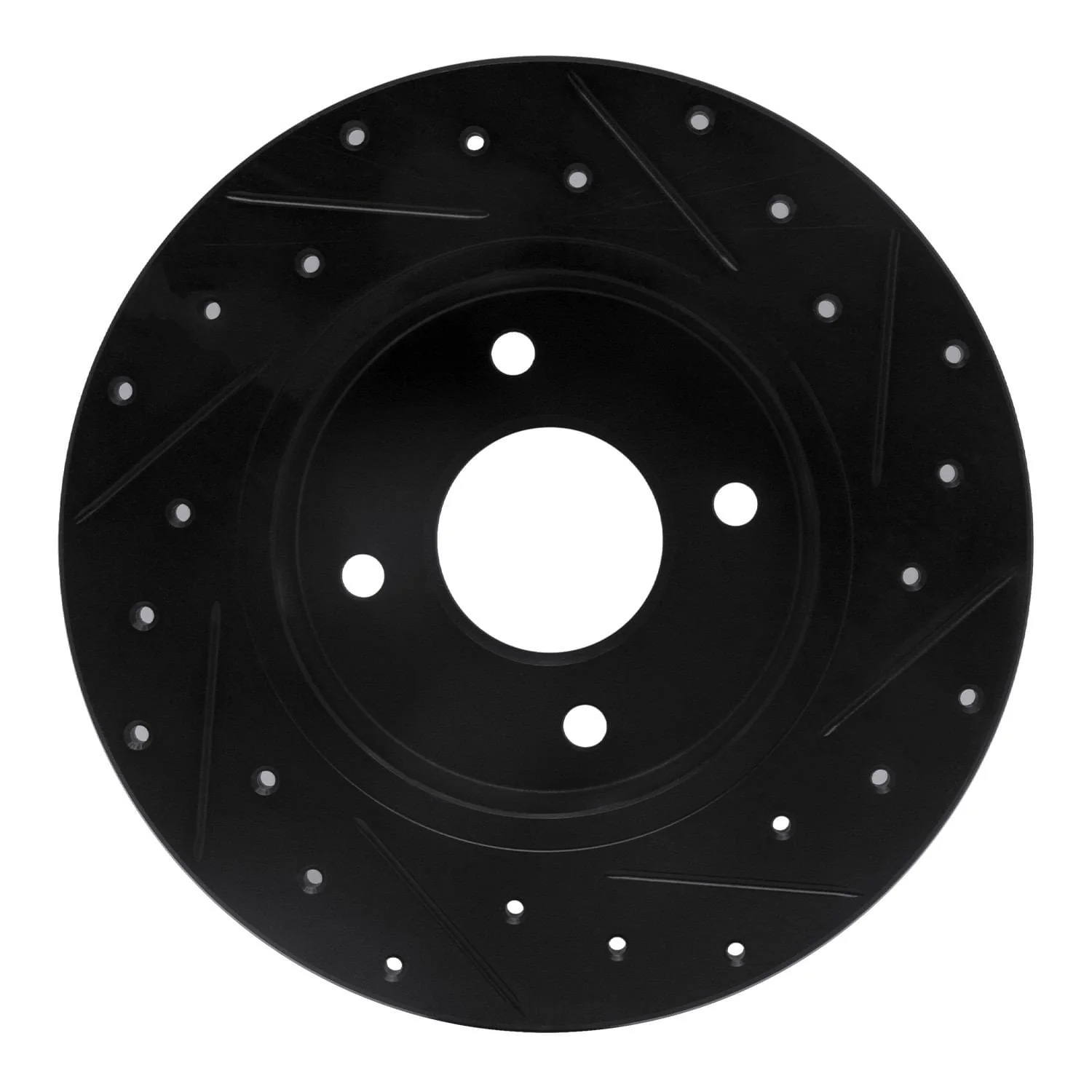 R1 Concepts 04-06 Nissan Sentra Rear Left Drilled & Slotted Black Brake Rotor - Image 2