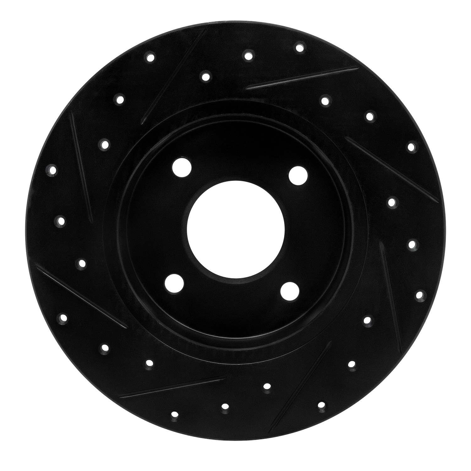 R1 Concepts 04-06 Nissan Sentra Rear Right Drilled & Slotted Black Brake Rotor - Image 2