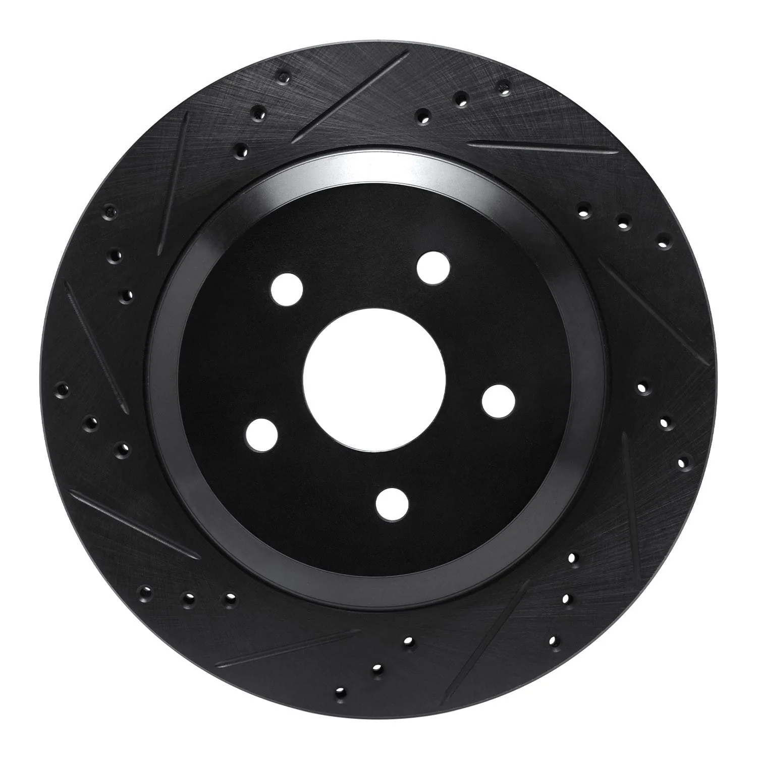 R1 Concepts 04-07 Ford Freestar Rear Left Drilled & Slotted Black Brake Rotor