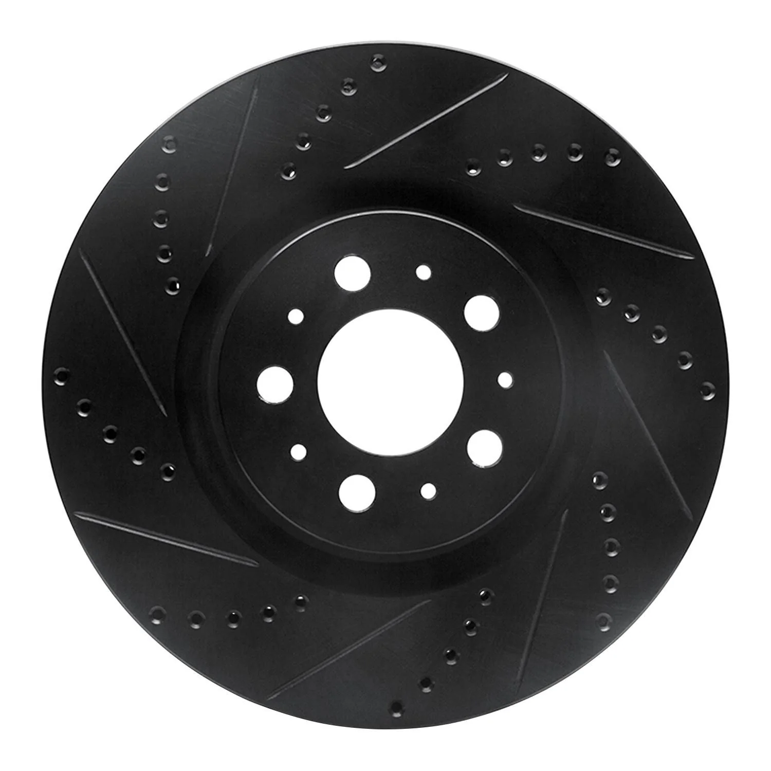 R1 Concepts 04-07 Volvo S60 Front Left Drilled & Slotted Black Brake Rotor