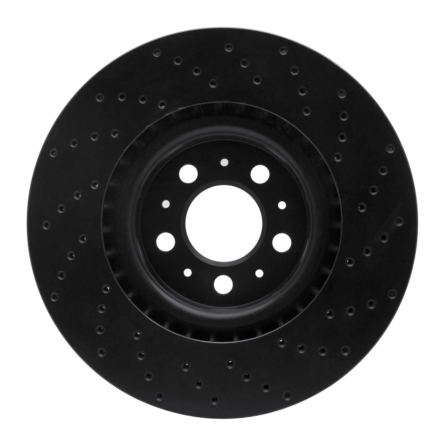 R1 Concepts 04-07 Volvo S60/V70 Front Left Drilled Black Brake Rotor - Image 2