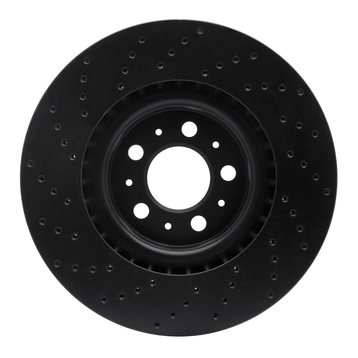 R1 Concepts 04-07 Volvo S60/V70 Front Right Drilled Black Brake Rotor - Image 2