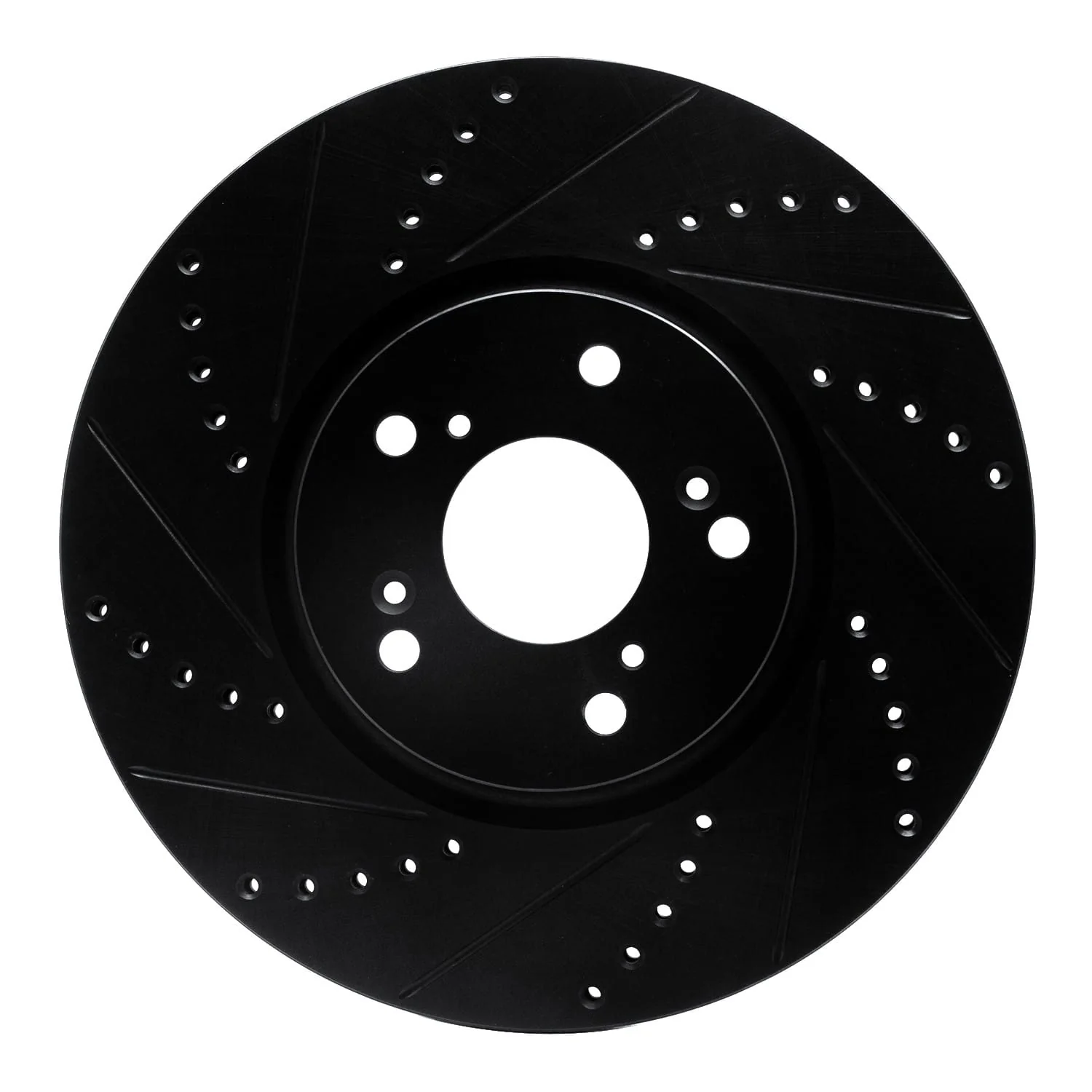 R1 Concepts 04-08 Acura TL Front Left Drilled & Slotted Black Brake Rotor