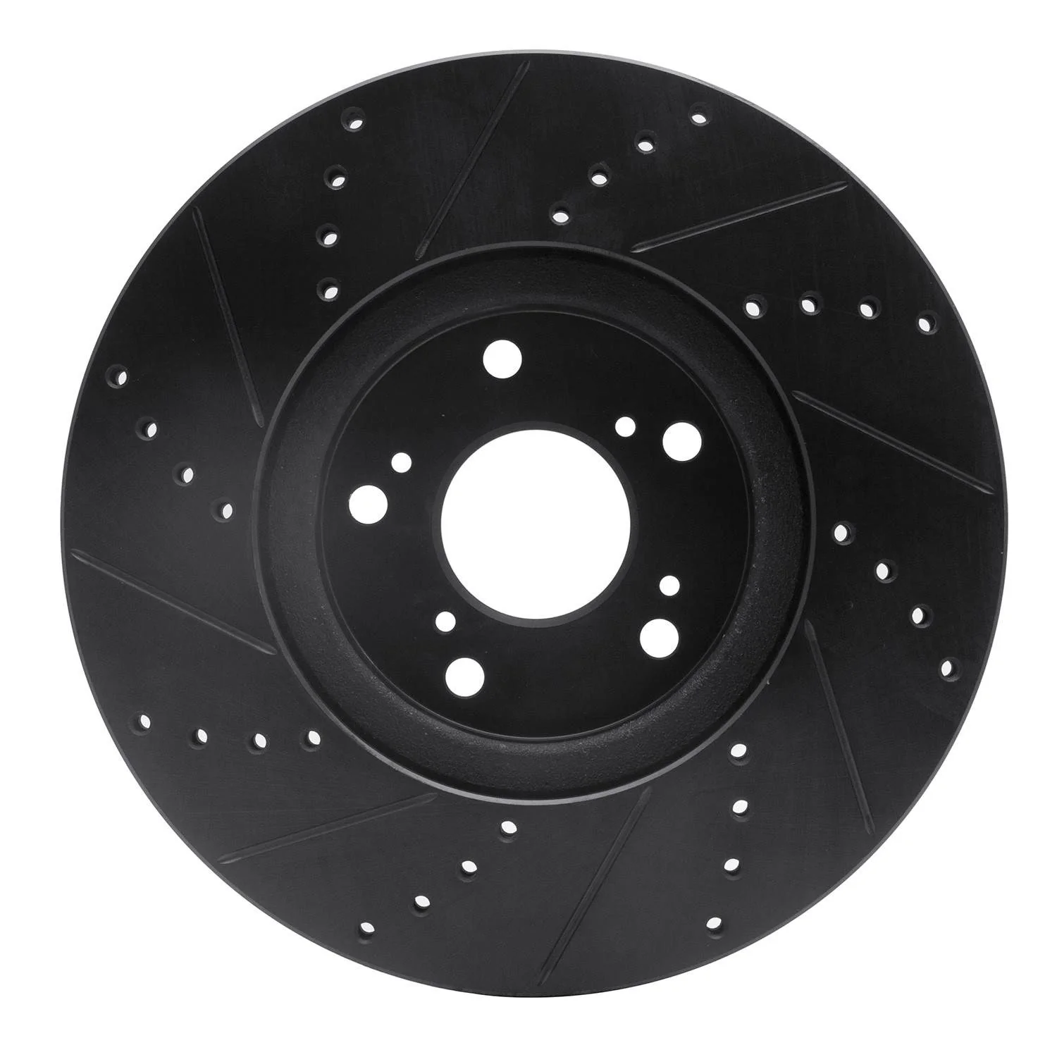R1 Concepts 04-08 Acura TL Front Right Drilled & Slotted Black Brake Rotor - Image 2