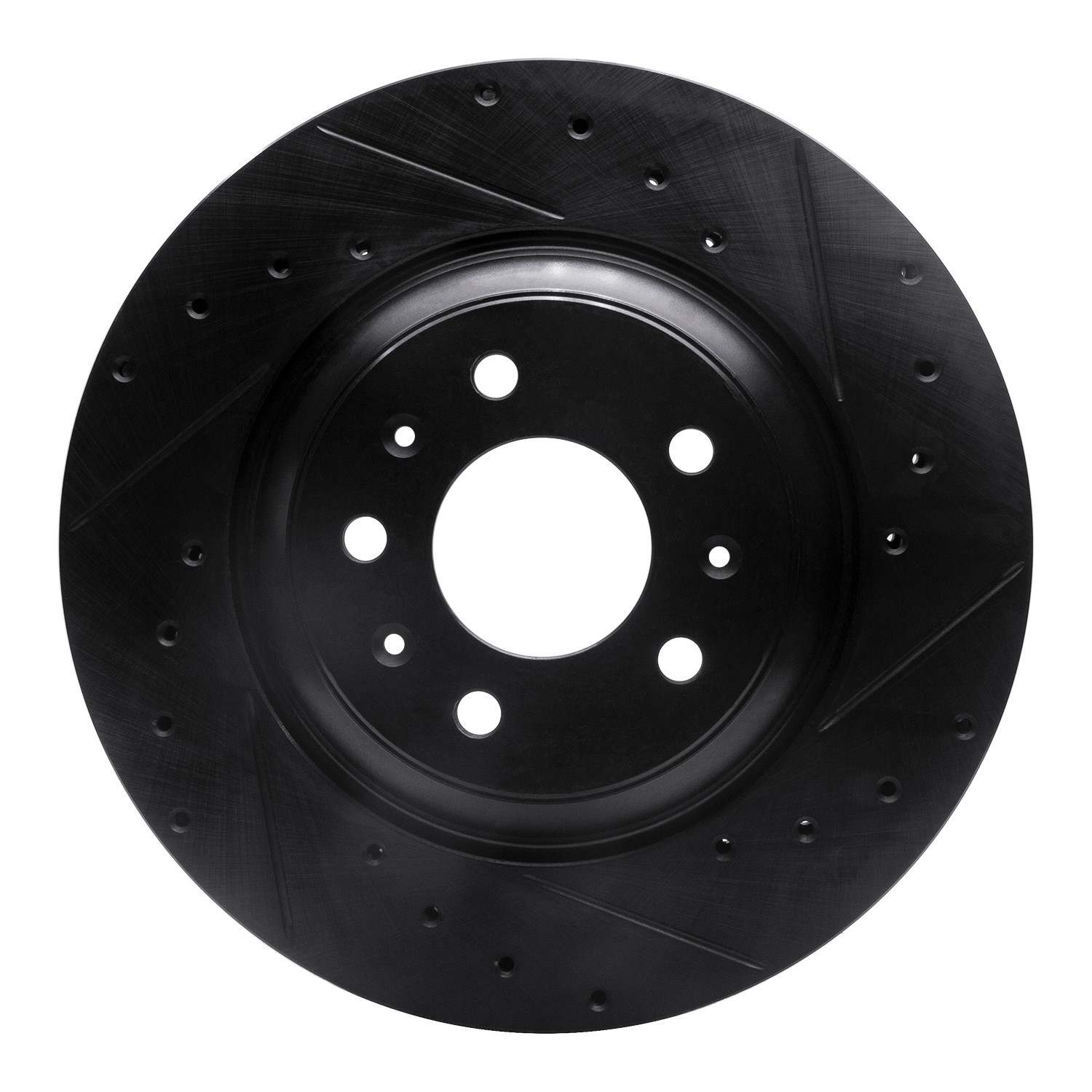 R1 Concepts 04-08 Cadillac CTS Front Right Drilled & Slotted Black Brake Rotor