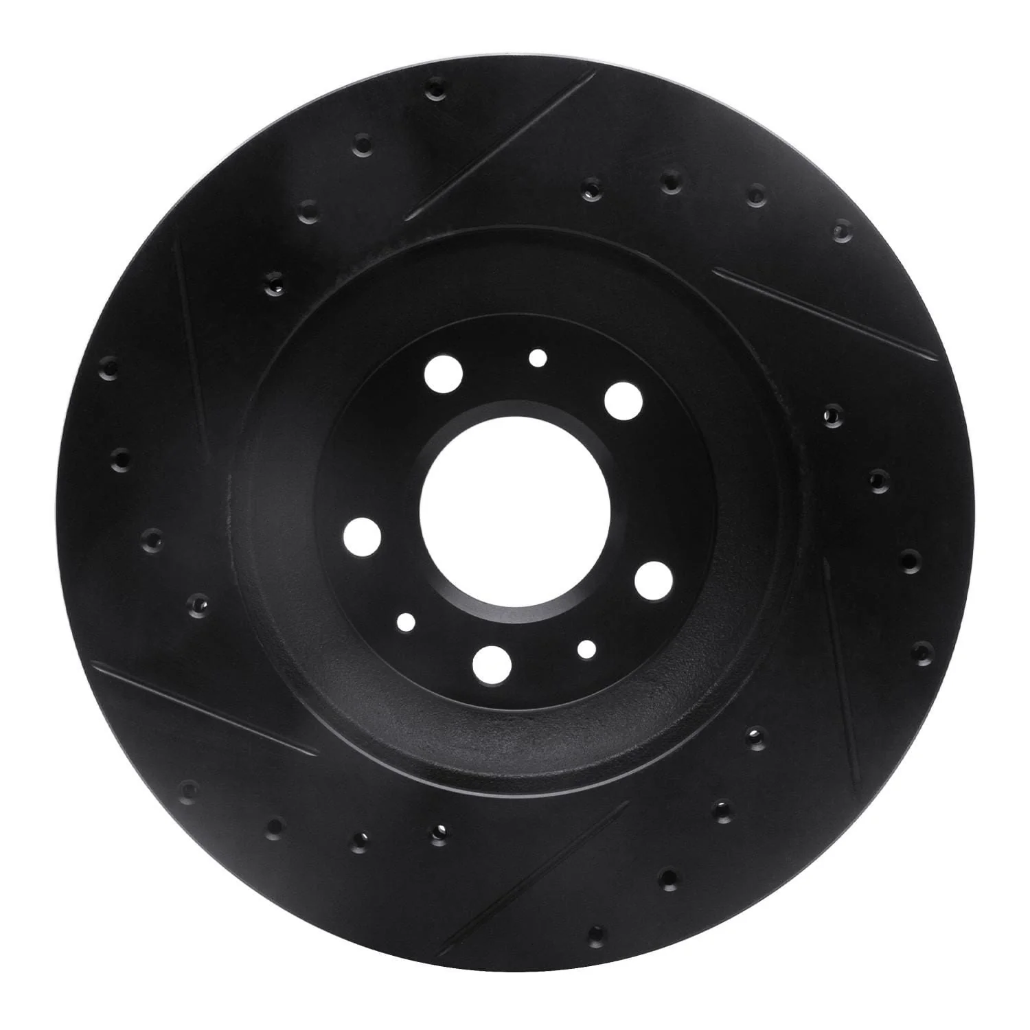 R1 Concepts 04-08 Cadillac CTS Front Right Drilled & Slotted Black Brake Rotor - Image 2