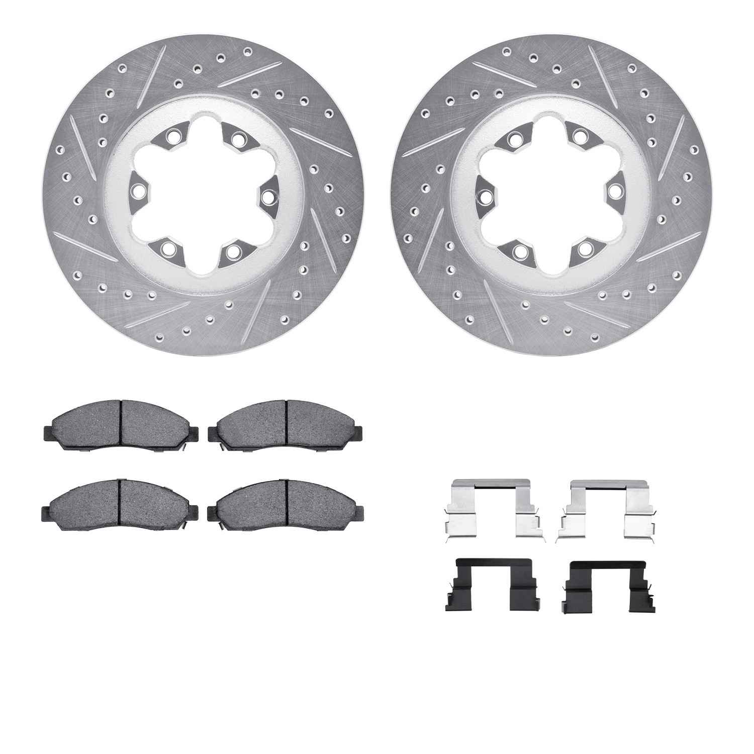 R1 Concepts 04-08 Chevrolet Colorado Front Drill/Slot Silver Rotors w/Off-Road/Tow Pads
