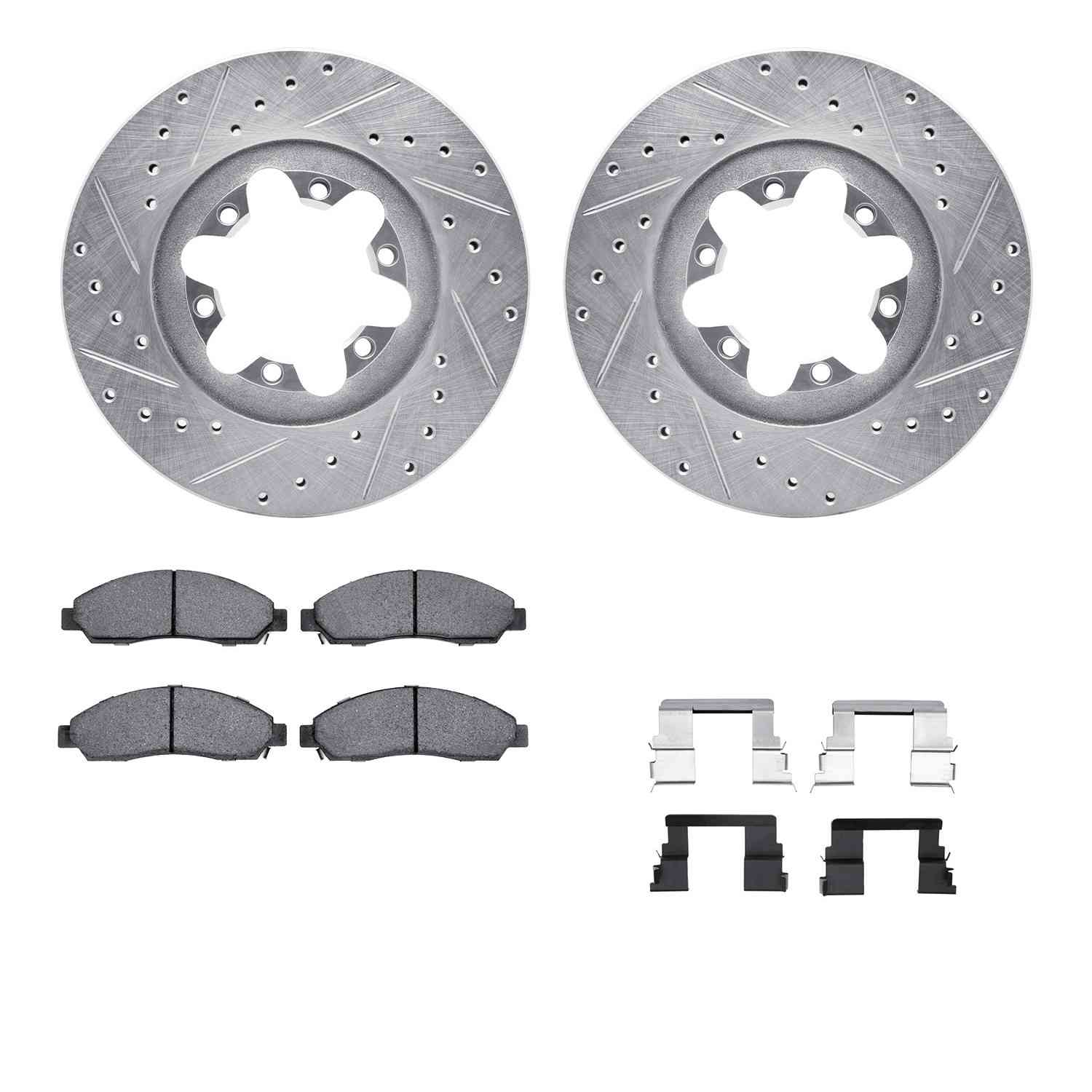 R1 Concepts 04-08 Chevrolet Colorado Front Drill/Slot Silver Rotors w/Optimum Pads
