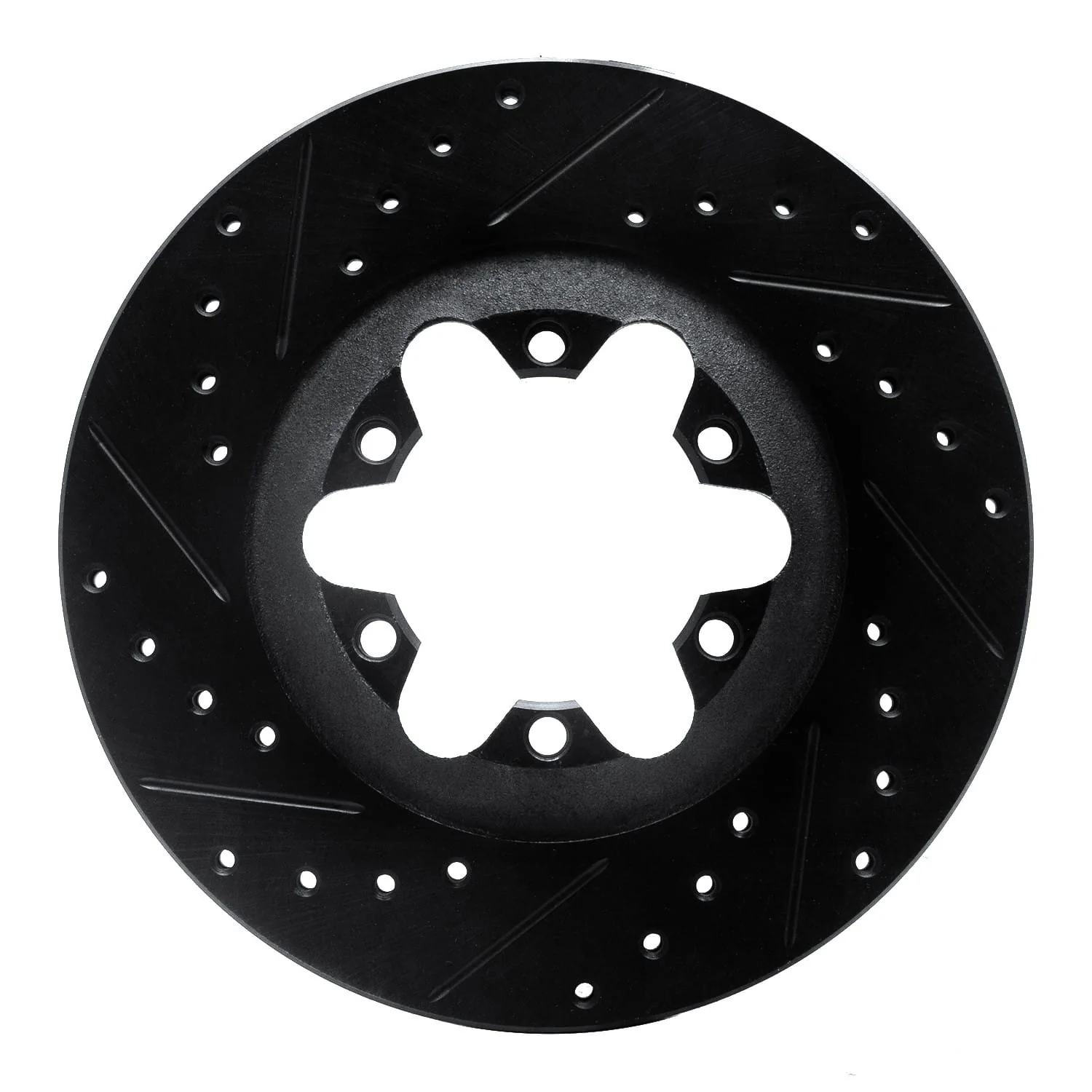 R1 Concepts 04-08 Chevrolet Colorado Front Left Drilled & Slotted Black Brake Rotor