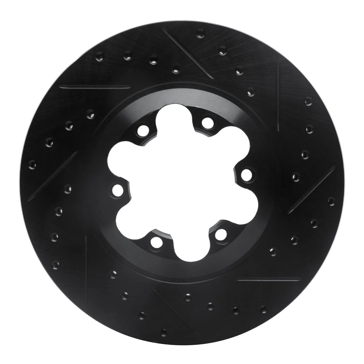 R1 Concepts 04-08 Chevrolet Colorado Front Right Drilled & Slotted Black Brake Rotor