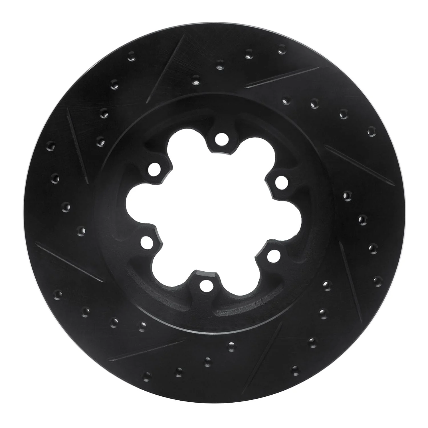 R1 Concepts 04-08 Chevrolet Colorado Front Right Drilled & Slotted Black Brake Rotor - Image 2