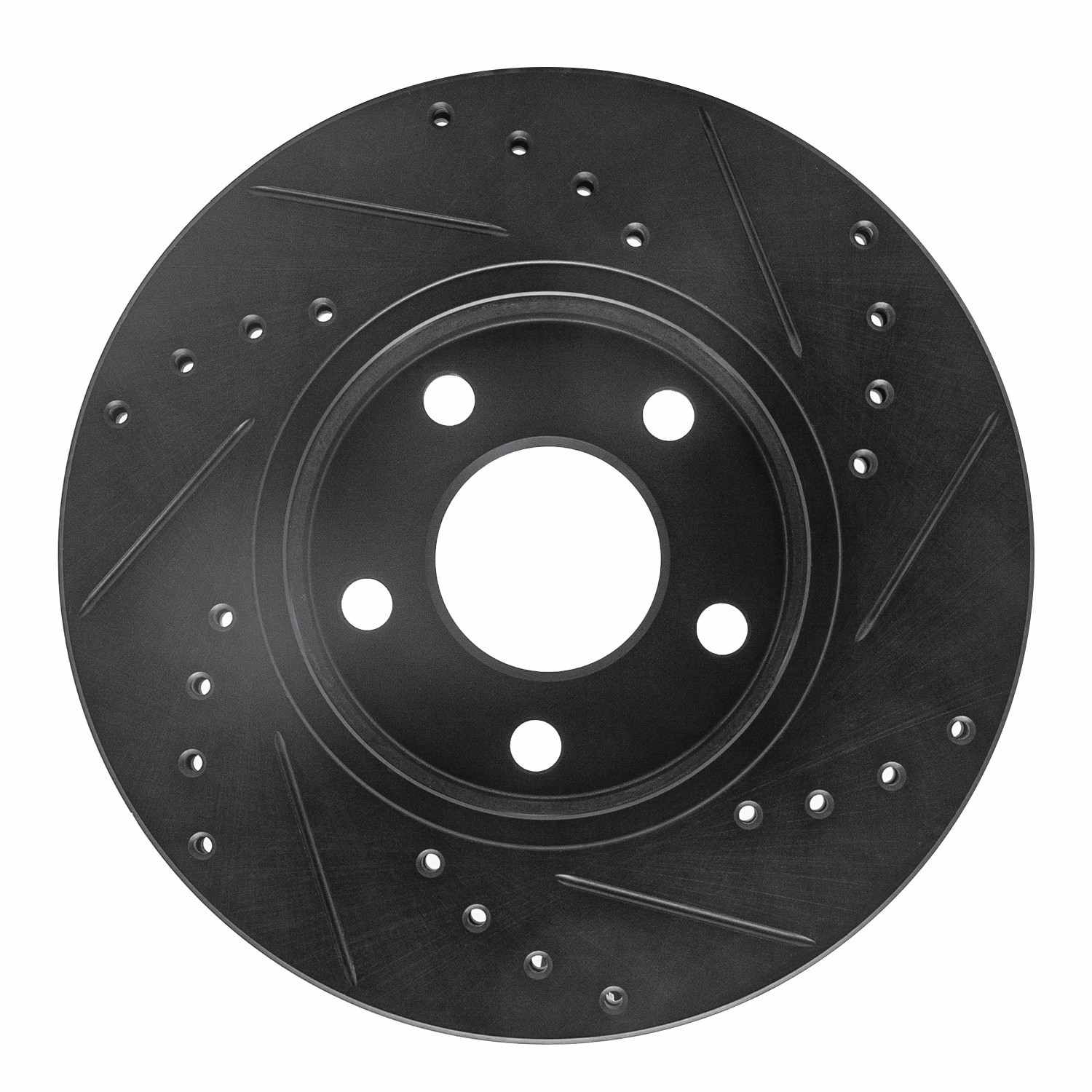 R1 Concepts 04-08 Chevrolet Malibu Front Left Drilled & Slotted Black Brake Rotor - Image 2