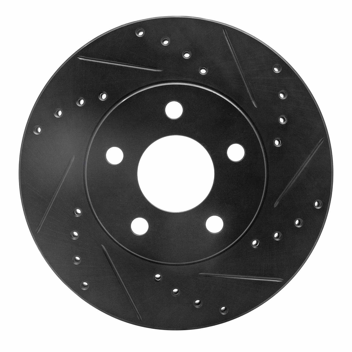 R1 Concepts 04-08 Chevrolet Malibu Front Right Drilled & Slotted Black Brake Rotor