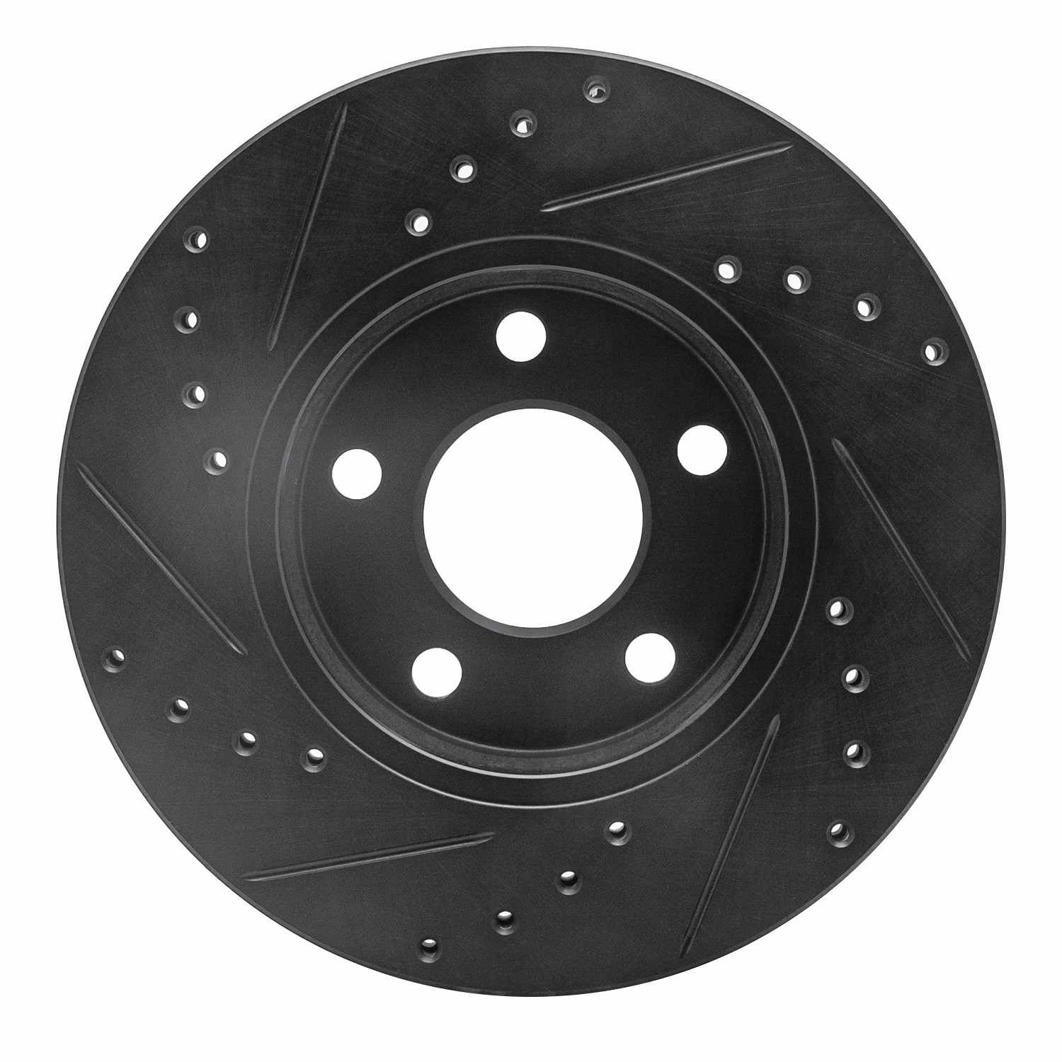 R1 Concepts 04-08 Chevrolet Malibu Front Right Drilled & Slotted Black Brake Rotor - Image 2