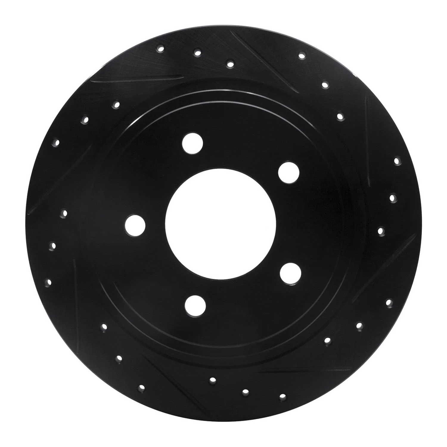 R1 Concepts 04-08 Chrysler Pacifica Rear Right Drilled & Slotted Black Brake Rotor
