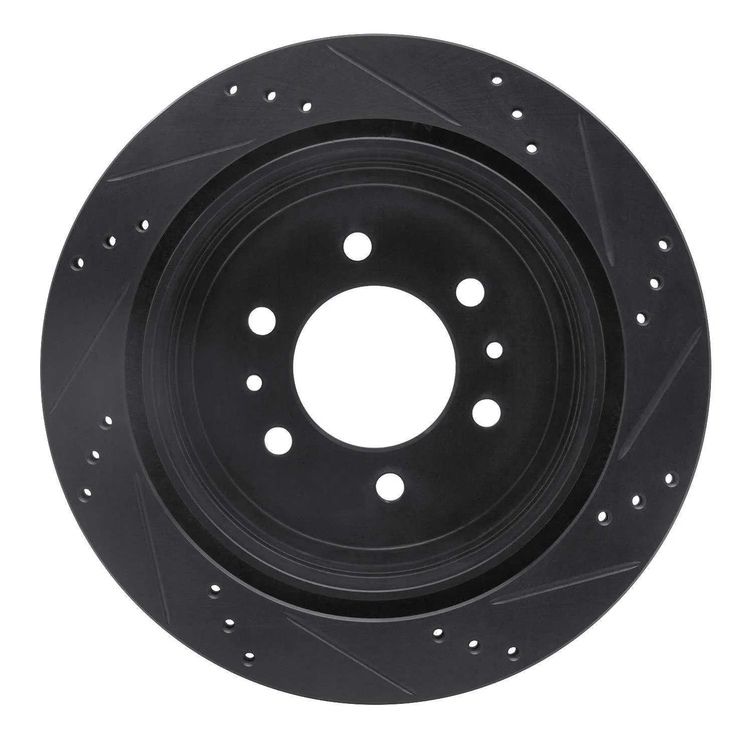 R1 Concepts 04-08 Ford F-150 4WD Front Left Drilled & Slotted Black Brake Rotor - Image 2