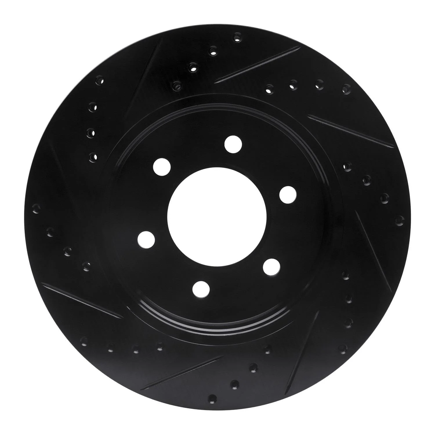 R1 Concepts 04-08 Ford F-150 4WD Front Right Drilled & Slotted Black Brake Rotor - Image 2