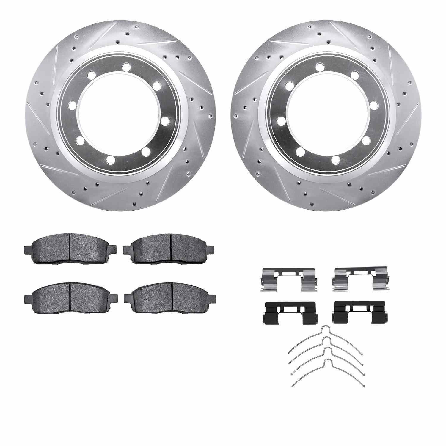R1 Concepts 04-08 Ford F-150 Heritage Front Drill/Slot Silver Rotors w/Optimum Pads