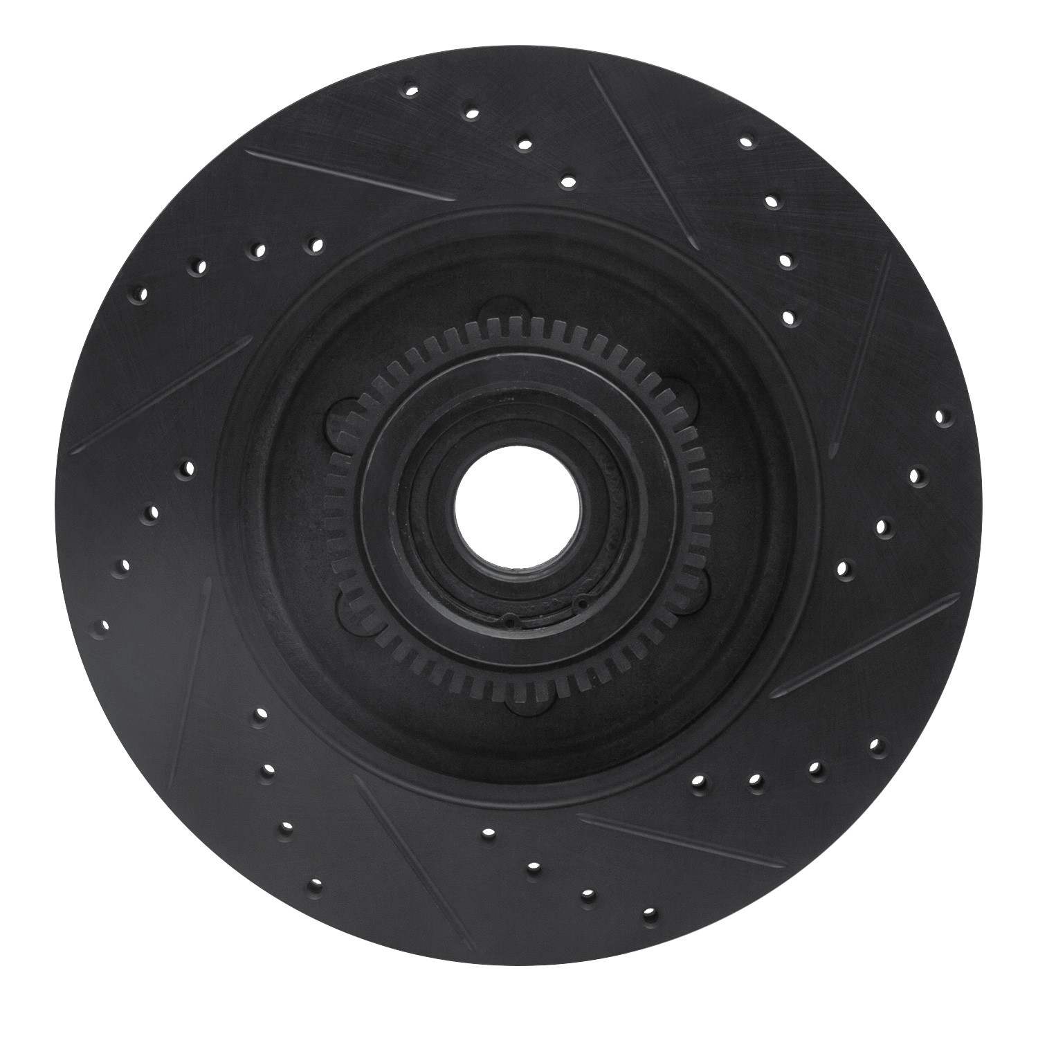 R1 Concepts 04-08 Ford F-150 RWD Front Left Drilled & Slotted Black Brake Rotor - Image 2