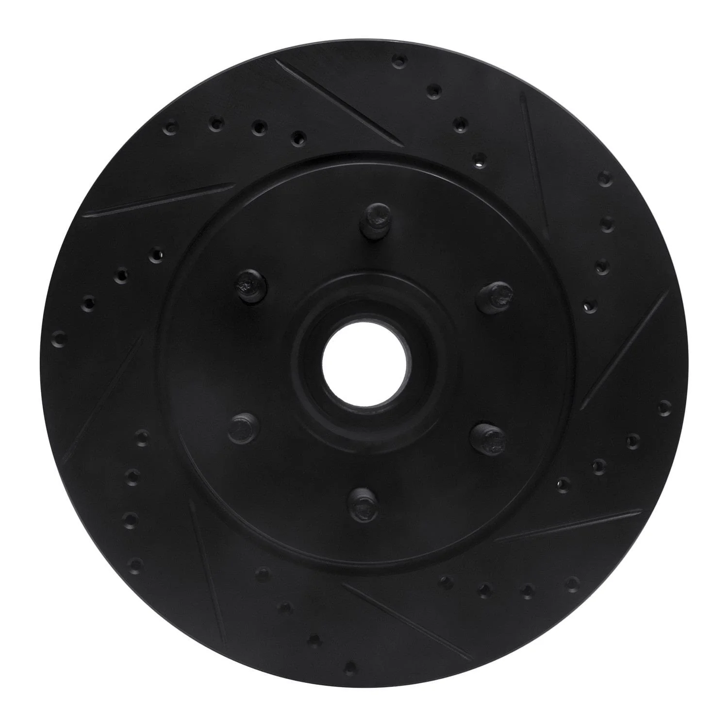 R1 Concepts 04-08 Ford F-150 RWD Front Right Drilled & Slotted Black Brake Rotor