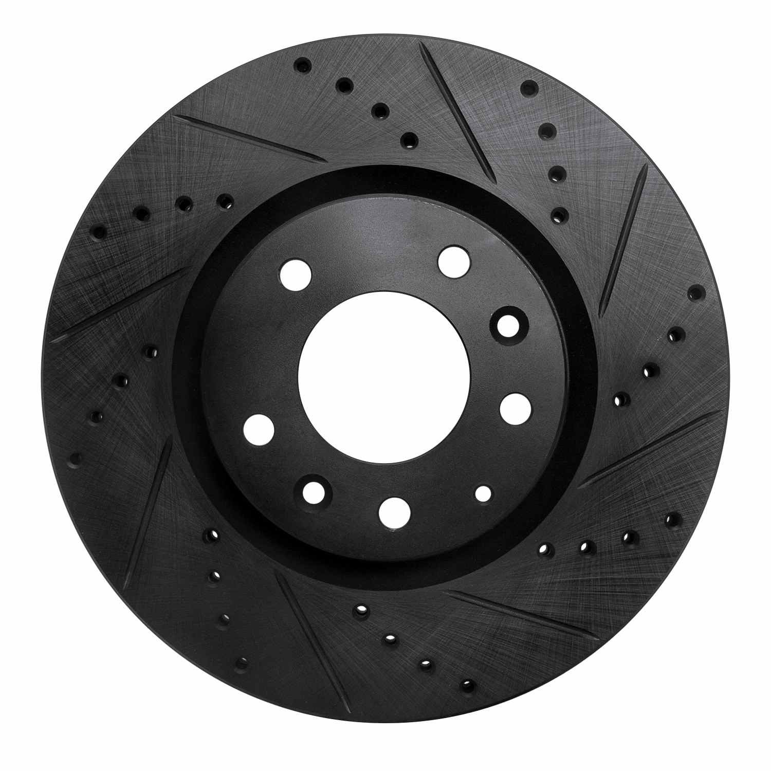 R1 Concepts 04-08 Mazda RX-8 Front Right Drilled & Slotted Black Brake Rotor