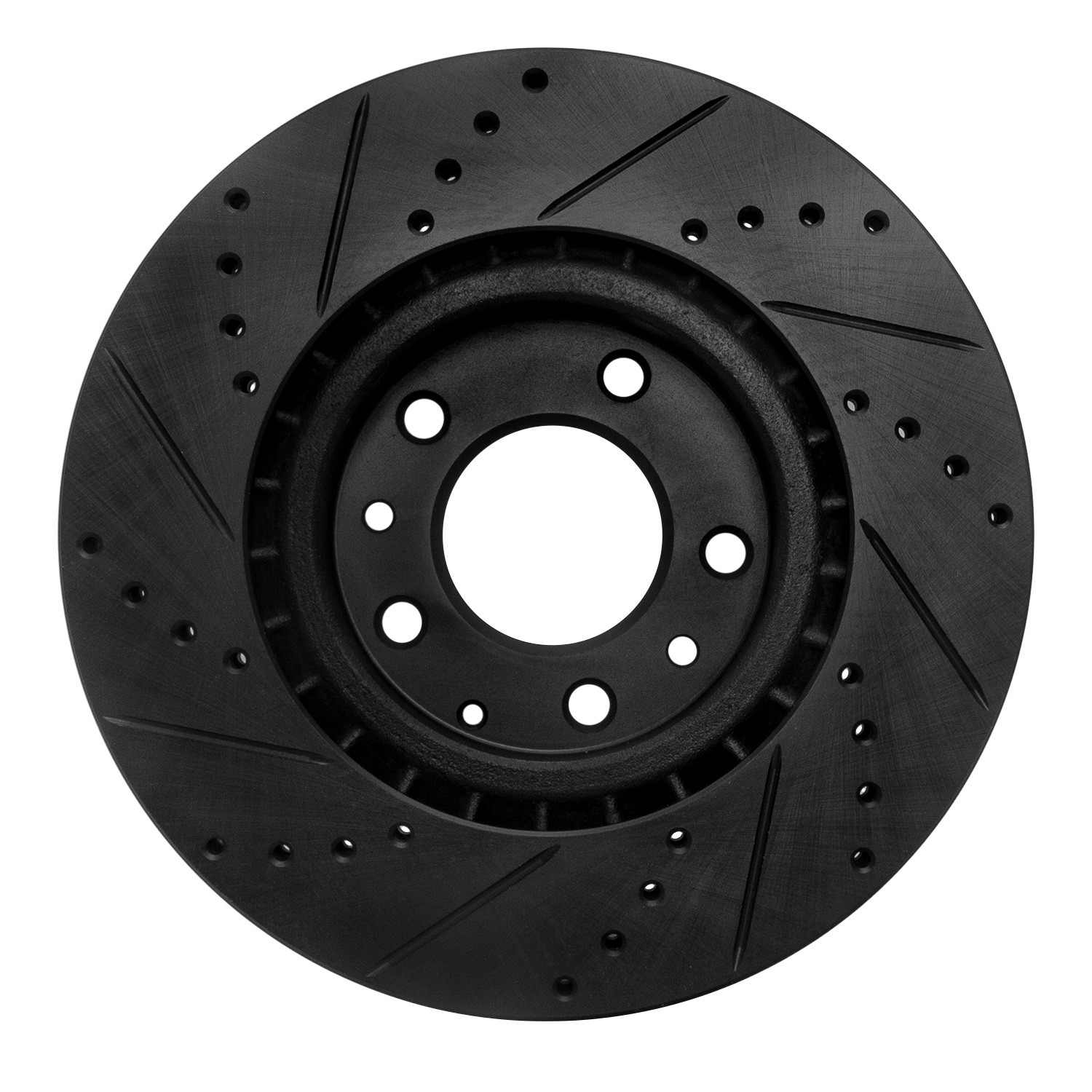 R1 Concepts 04-08 Mazda RX-8 Front Right Drilled & Slotted Black Brake Rotor - Image 2